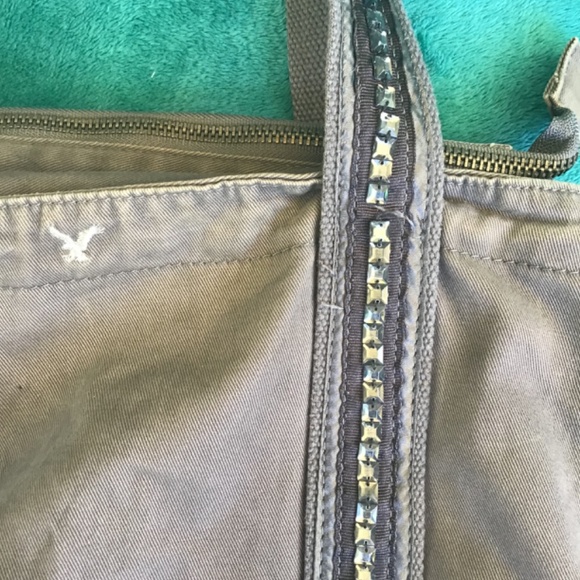 💚 3/$25 American Eagle Outfitters gray purse with silver beaded accents - Picture 3 of 14